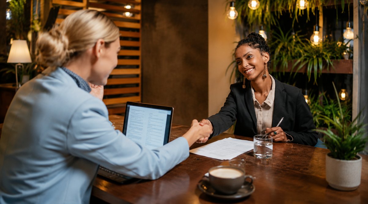 A Payo account manager meeting a merchant